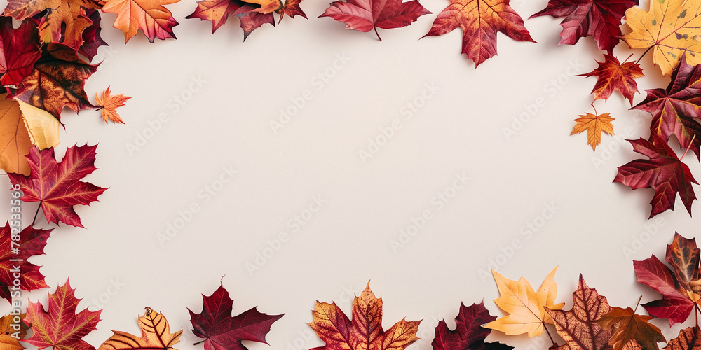 Frame of colorful autumn leaves, white background. Frame of colorful autumn leaves, white background.