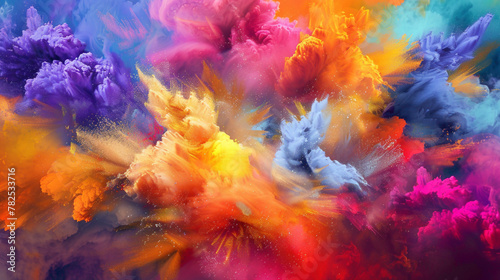 Colors explode with intensity  forming a dynamic and vivid background.