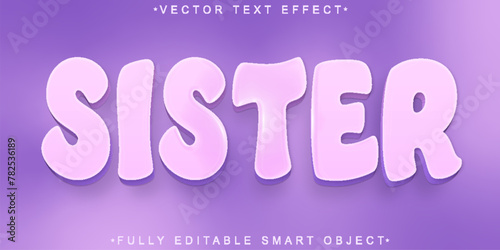 Purple Soft Girl Sister Vector Fully Editable Smart Object Text Effect