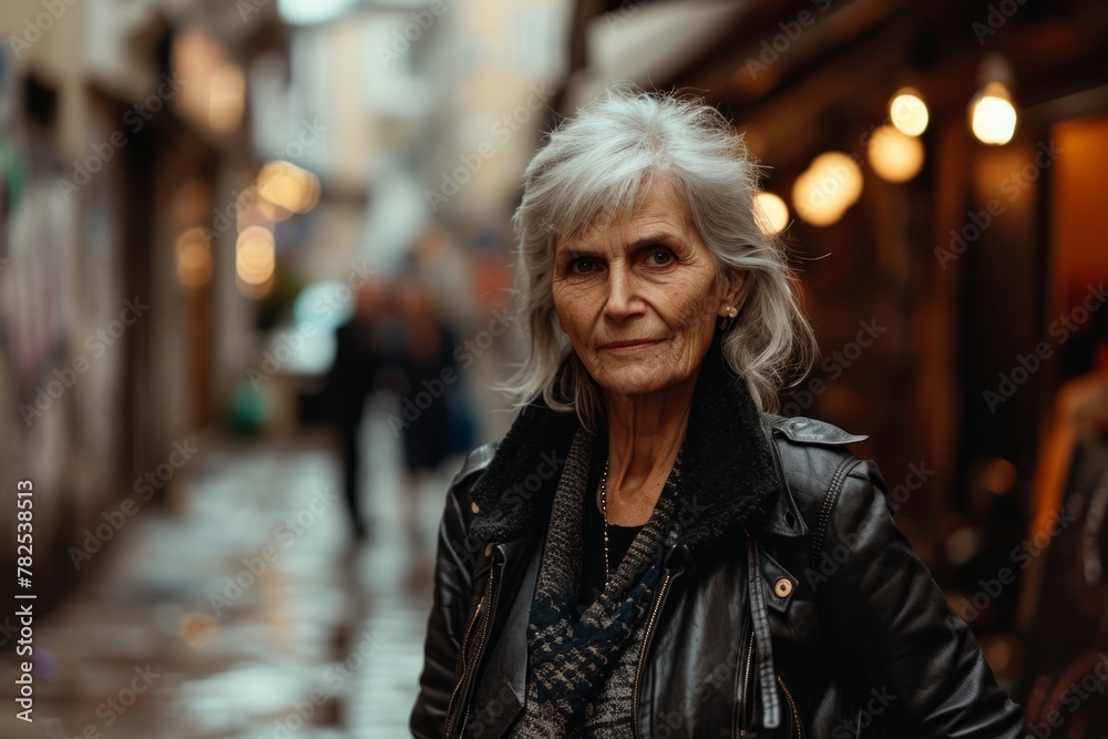 Portrait of an elderly woman on the street in Paris, France