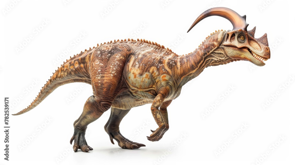 A highly detailed image capturing the raw power and dynamics of a carnivorous dinosaur, possibly a Carnotaurus, in full motion A highly detailed image capturing the raw power and dynamics of a carnivorous dinosaur, possibly a Carnotaurus, in full motion