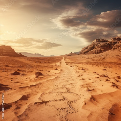 a dirt road through a desert © Xanthius