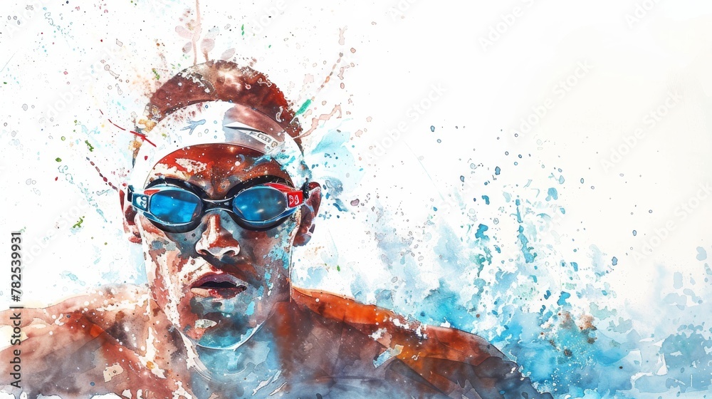 Naklejka premium A dynamic and colorful eruption of watercolor splashes against a clear backdrop, hinting at energy and chaos