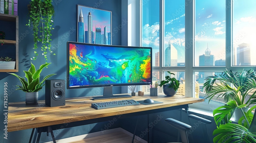 Naklejka premium Minimalist Home Office for Maximum Productivity