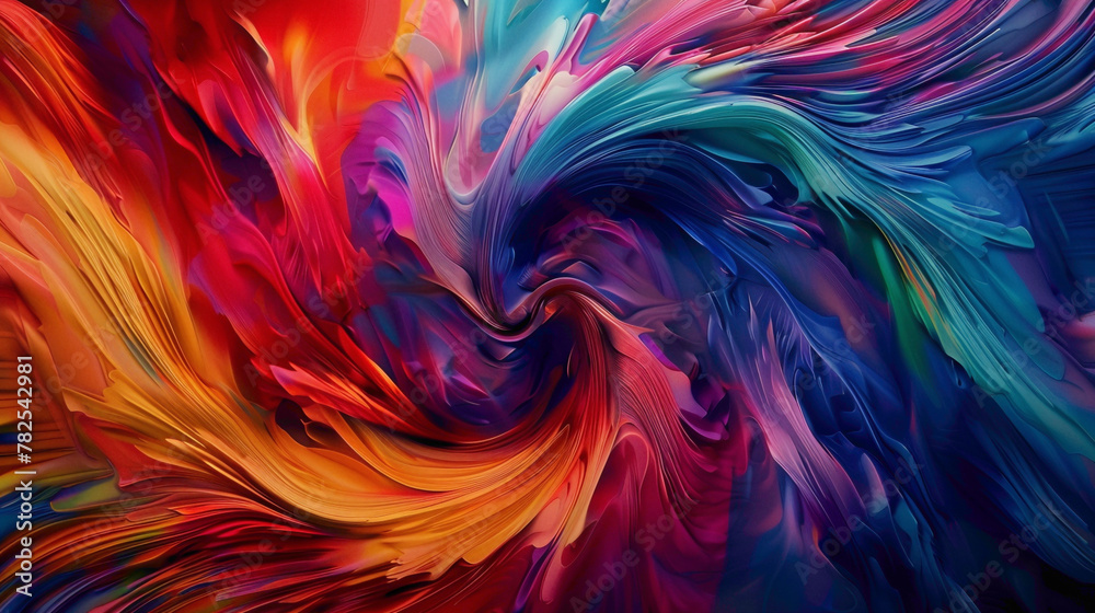 Dynamic movements of vibrant hues merging together, resulting in a visually striking gradient wave captured in stunning HD clarity. - obrazy, fototapety, plakaty 