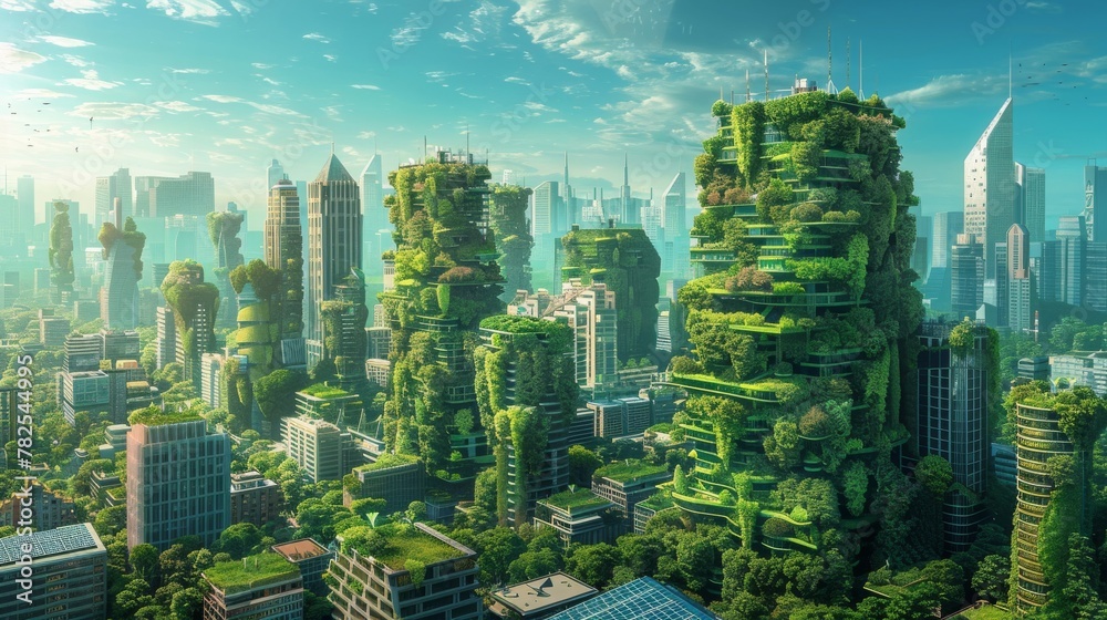 Green Cityscape with Renewable Energy