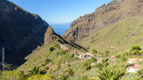 Aerial view of Masca village in Teno mountans on Tenerife