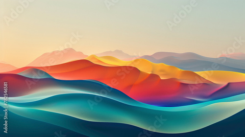 A minimalist scene is transformed by the presence of a dynamic gradient wave, alive with vibrant color.