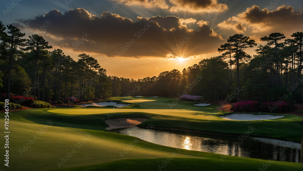 Sunset over Masters Golf Tournament Sunset over Masters Golf Tournament
