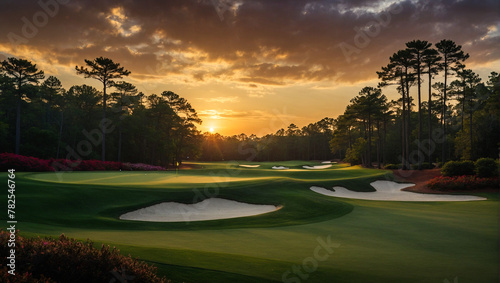 Sunset over Masters Golf Tournament 