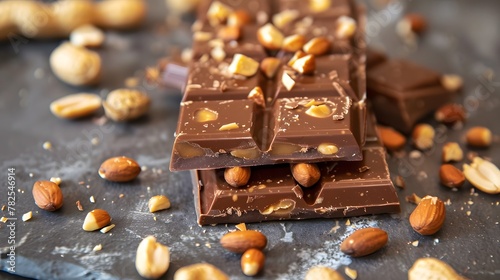 Handmade chocolate bars with caramel and peanuts © Ziyan Yang