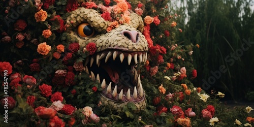 Monster made of flowers  concept of Botanical creature