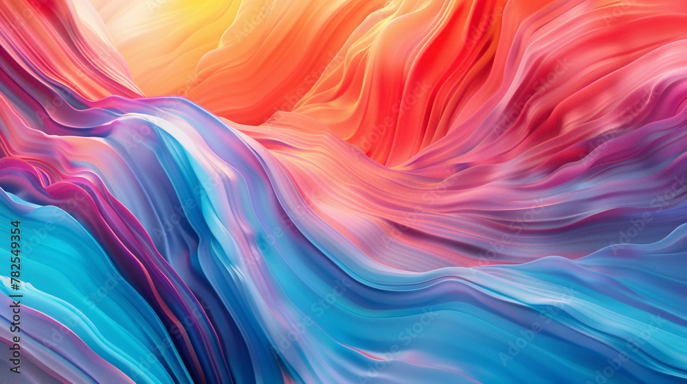 Dynamic waves of color flow smoothly, converging to produce an eye-catching gradient. - obrazy, fototapety, plakaty 