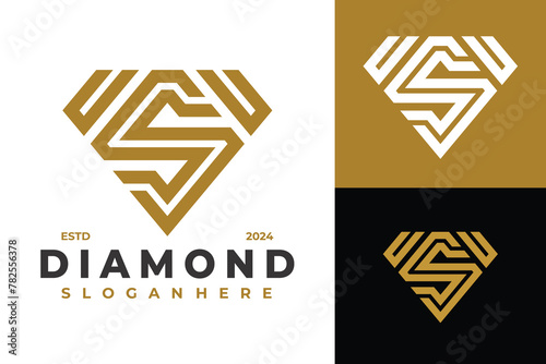 Letter S Diamond logo design vector symbol icon illustration
