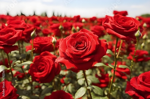 Field of Red Roses White Background pic       