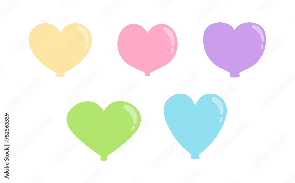 Balloon and Pastel: A Festive Collection Heart Illustrations for Celebrations and Decorative Design