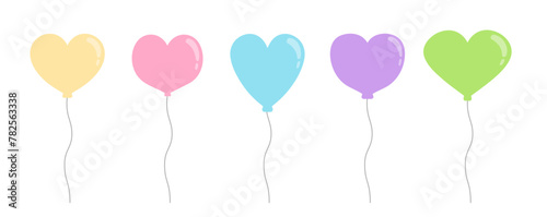 Balloon and Pastel: A Festive Collection Heart Illustrations for Celebrations and Decorative Design