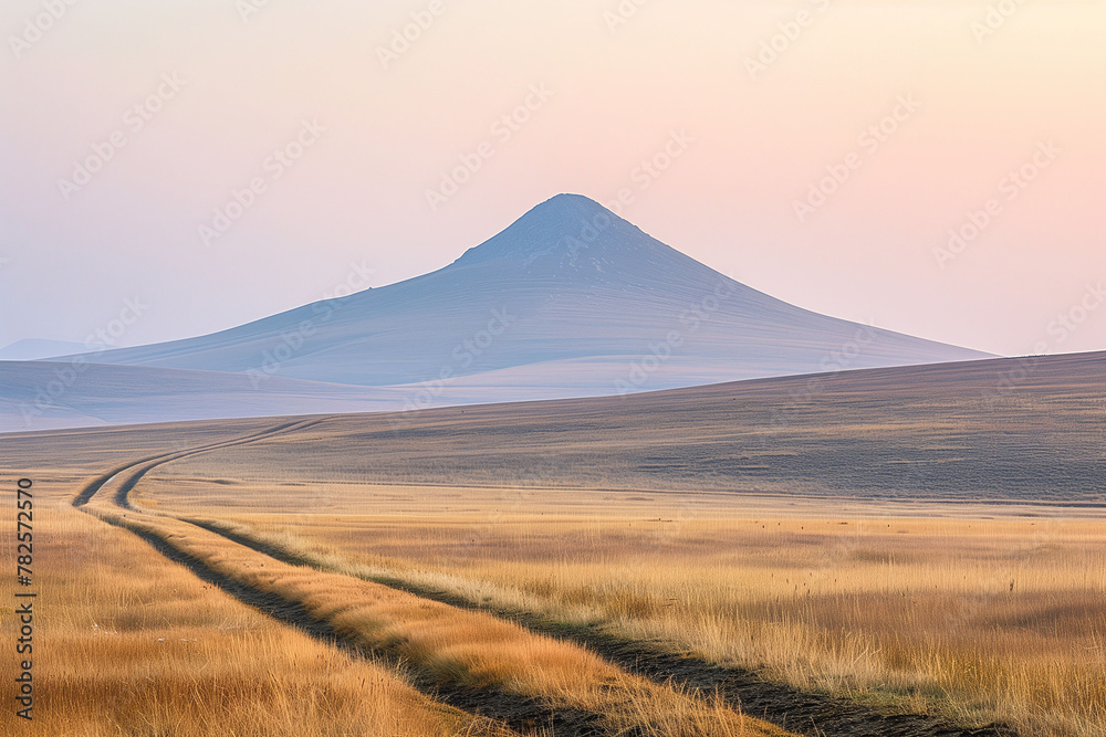 Tranquil Mountain at Sunset in Vast Plains