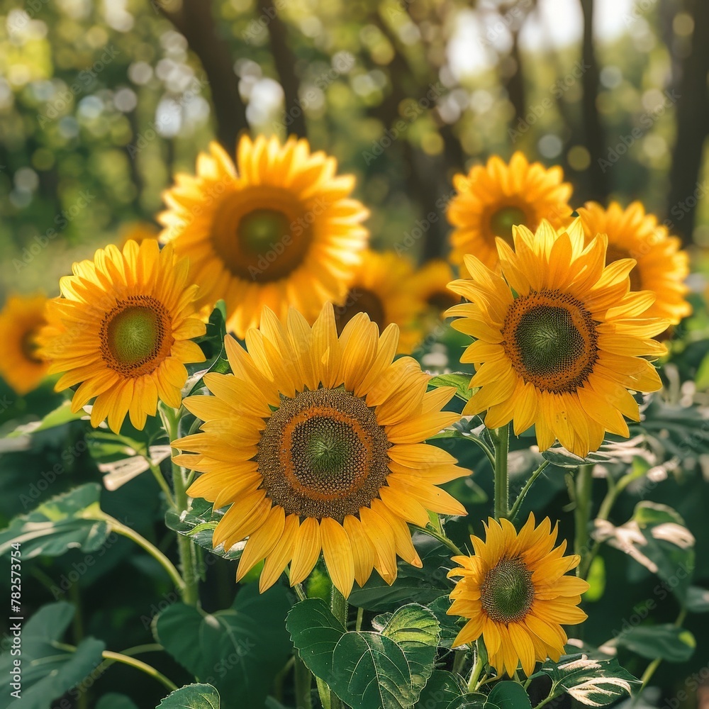 Yellow Sunflowers in Dark Soil