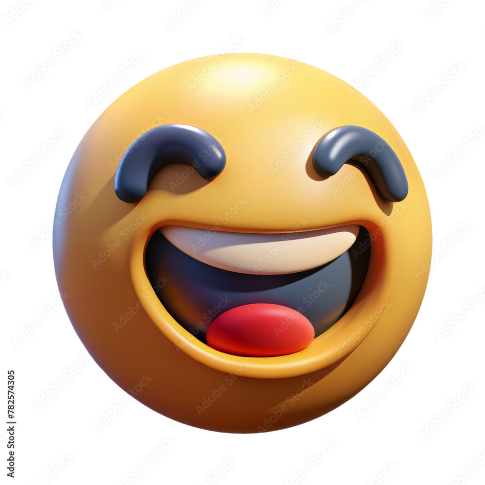 Obraz premium Laughing emoji with a transparent 3D effect