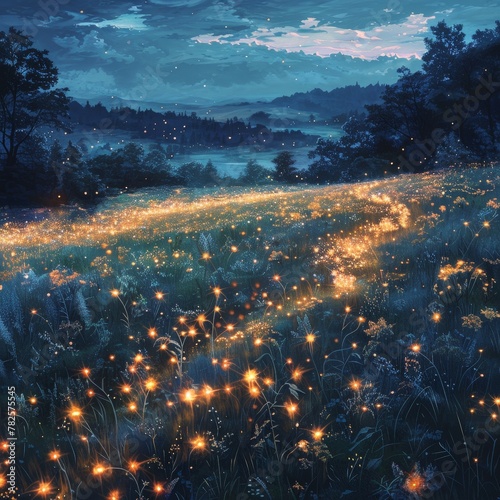 Fireflies Lighting Up a Summer Meadow