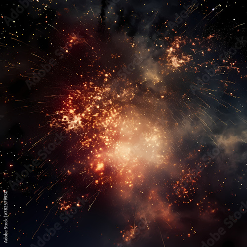 A close-up of a firework exploding in the night sky
