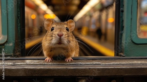 Curious Rats Peeking from Subway