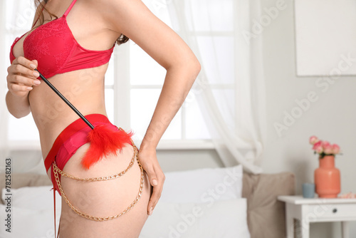 Sexy woman with feather sti...