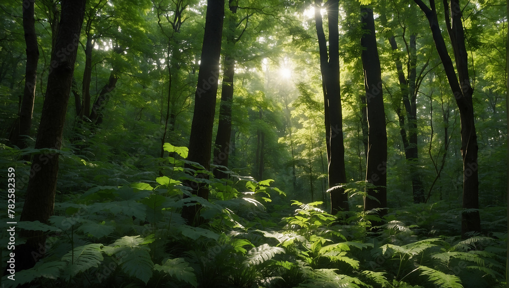 Obraz premium morning in the woods, morning in the forest