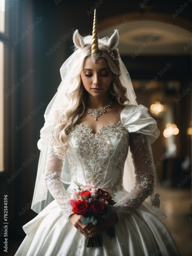 Beautiful Unicorn Bride.Generated by AI Beautiful Unicorn Bride.Generated by AI
