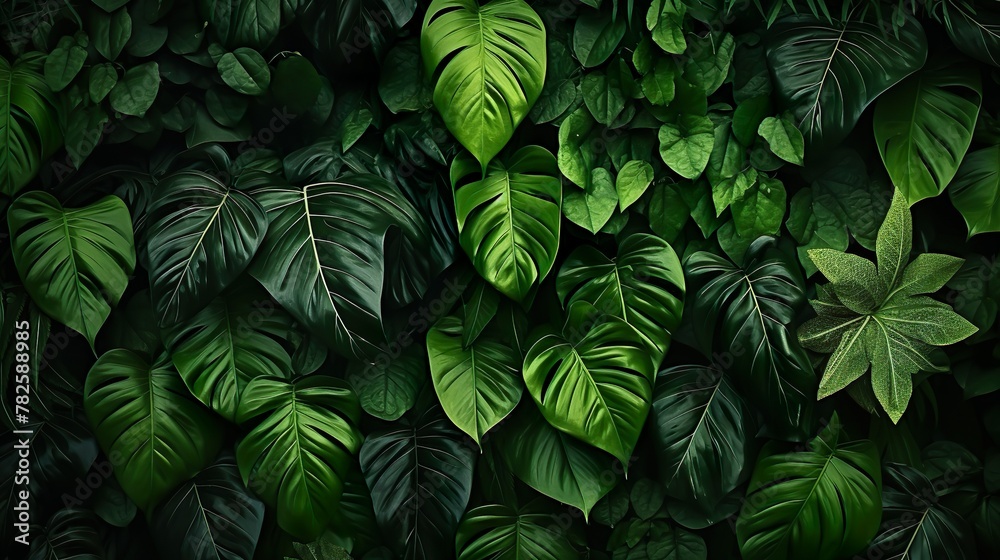 A lush and artistic interpretation of green botanical leaves creating a dense and textured background A lush and artistic interpretation of green botanical leaves creating a dense and textured background