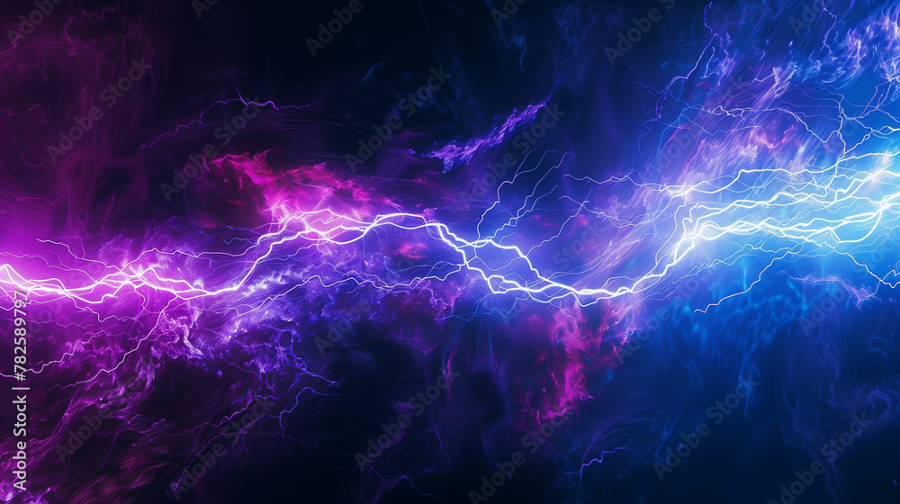 Electric Plasma, Blue and Purple, High-Voltage Energy Background - obrazy, fototapety, plakaty 