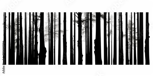 Barcode made from silhouettes of tree trunks on a white background -, concept of Nature depiction © koldunova