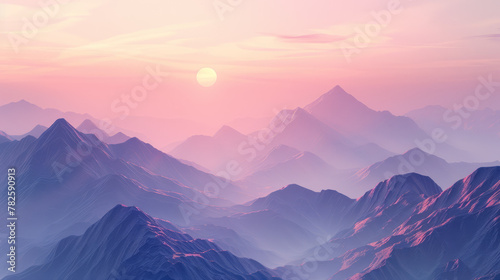 Image of a silver sunrise illuminating the misty mountains. The soft gradients and ethereal atmosphere can inspire breathtaking digital art pieces. © Mosaic Media