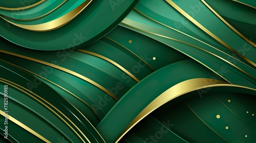 This image features an elegant flow of green hues complemented by gold accents, ideal for a luxurious backdrop