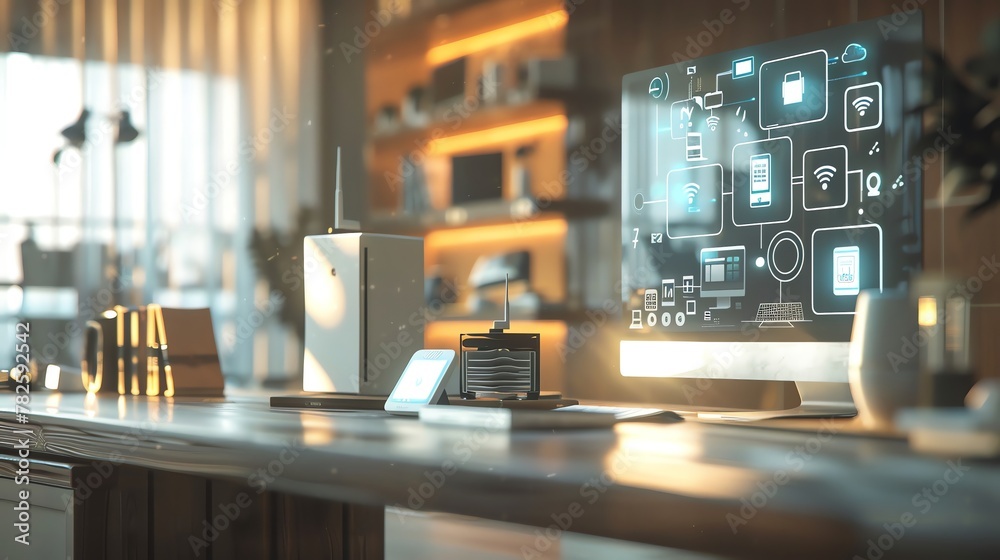 The essence of interconnected devices with a sleek, modern side view of Internet of Things IoT The essence of interconnected devices with a sleek, modern side view of Internet of Things IoT