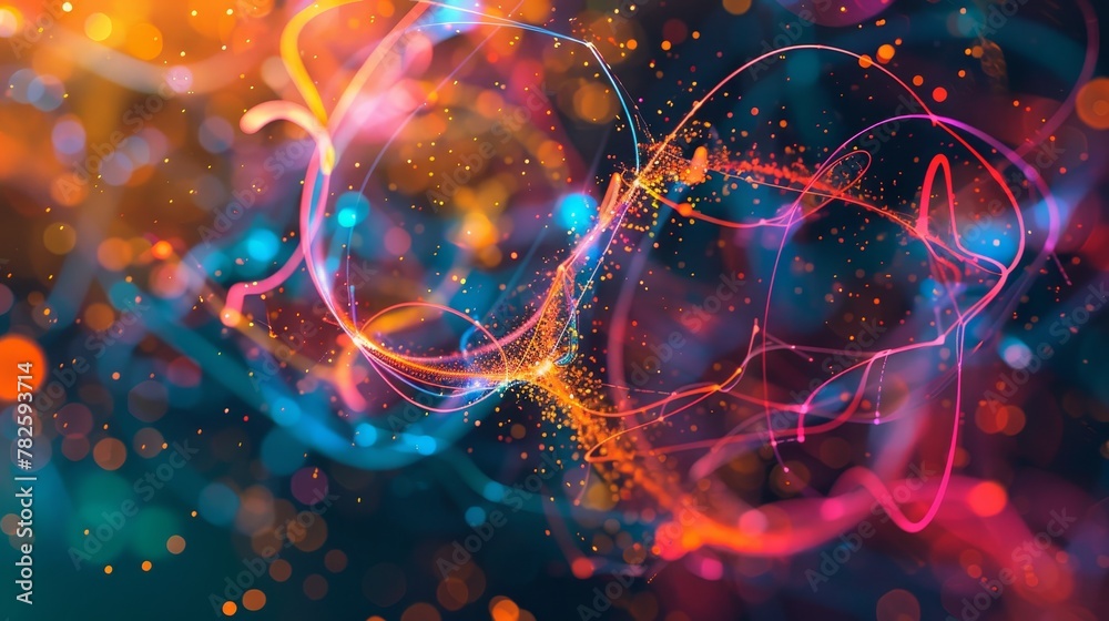 A cluster of mathematical shapes pulsating with vibrant hues AI generated illustration A cluster of mathematical shapes pulsating with vibrant hues AI generated illustration