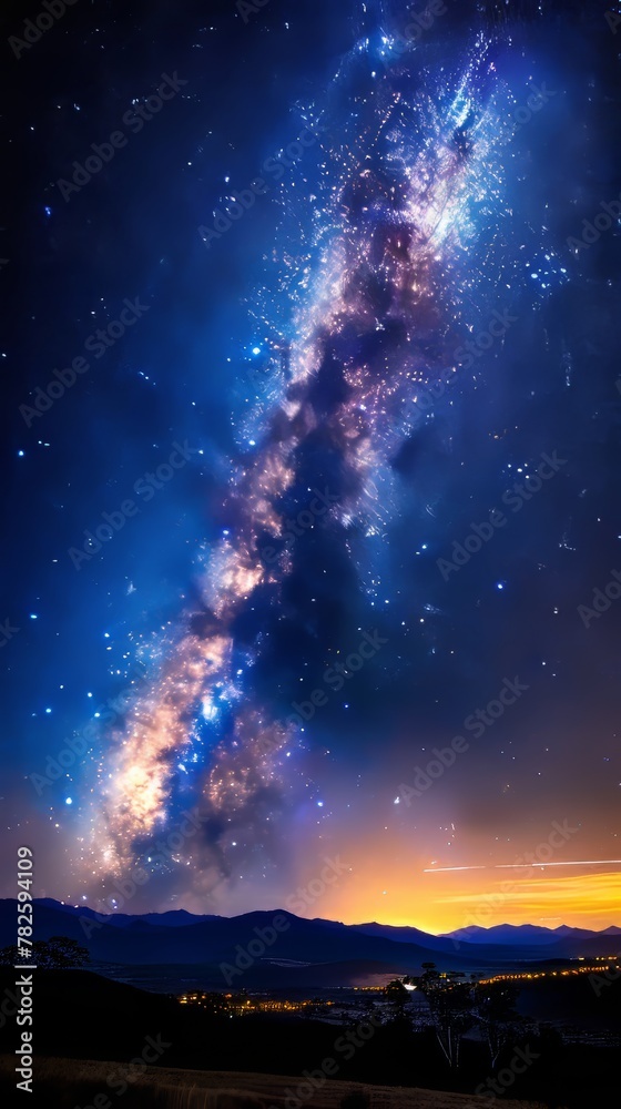 A cosmic light show streaming across the sky showcasing the beauty and wonder of the universe in all its glory   AI generated illustration