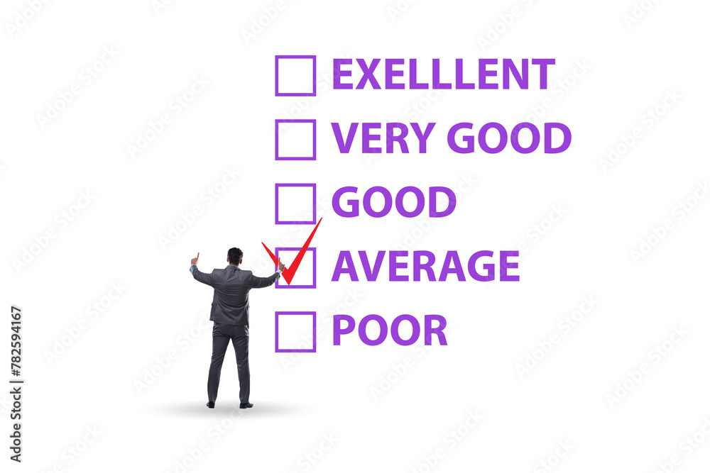 Opinion assessment concept with various options Opinion assessment concept with various options
