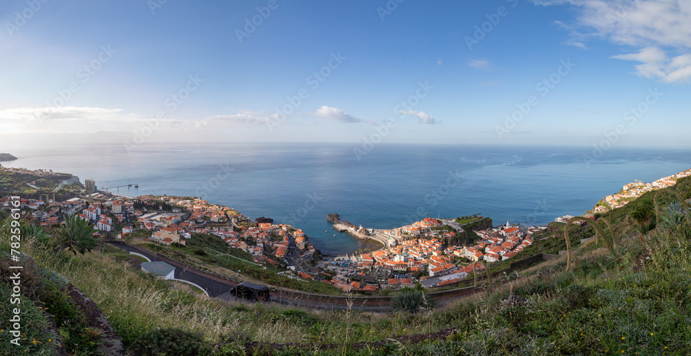 Panoramic View of the Harbor at Funchal, Madeira, Portugal on a Sunny Spring Day