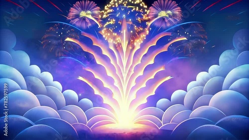 A cascade of glittering fireworks exploding in a synchronized rhythm symbolizing the coordinated and lightningfast nature of thought streams in photo