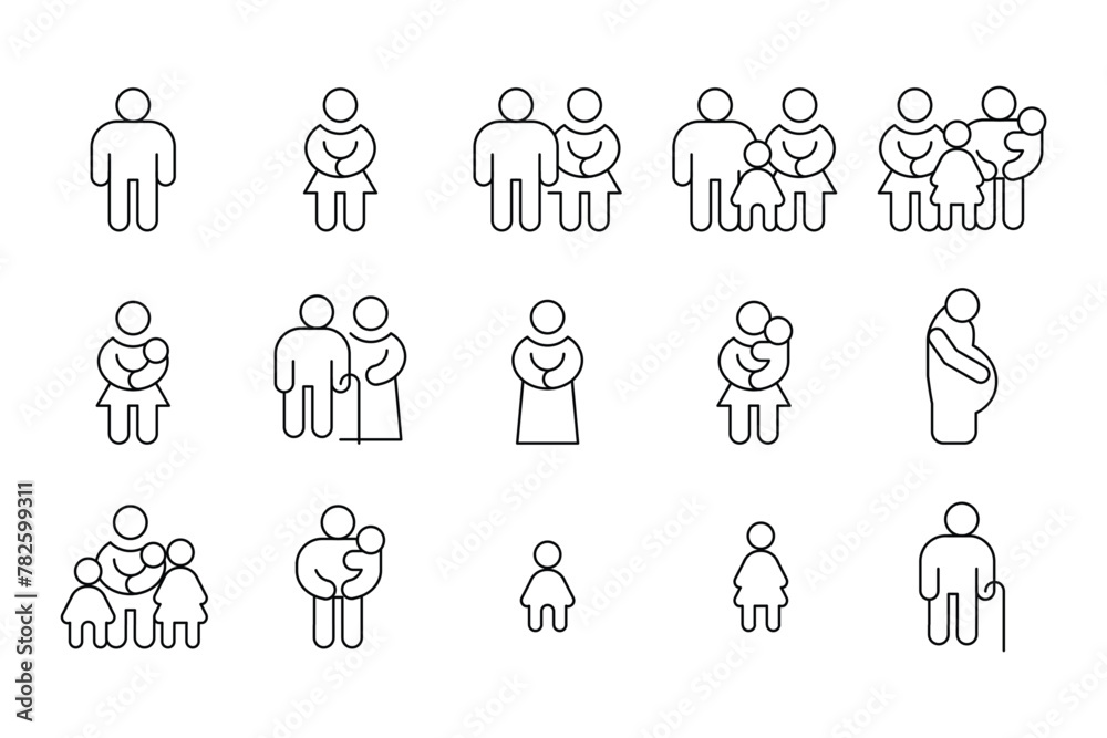 Family outline icon thin Vector design