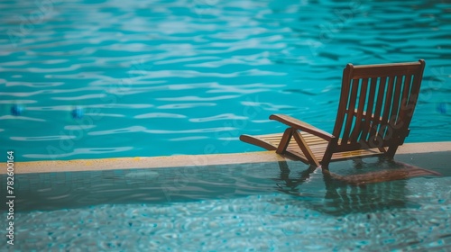 A lone lounge chair by the edge of the pool   AI generated illustration