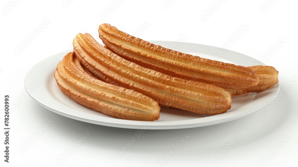 A plate of freshly made churros d style isolated flying objects memphis style d render AI generated illustration A plate of freshly made churros d style isolated flying objects memphis style d render AI generated illustration