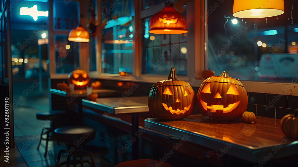 Fototapeta premium Spooky Halloween Fast Food: Satisfying Your Cravings with Creepy Twists on Classic Menu Items