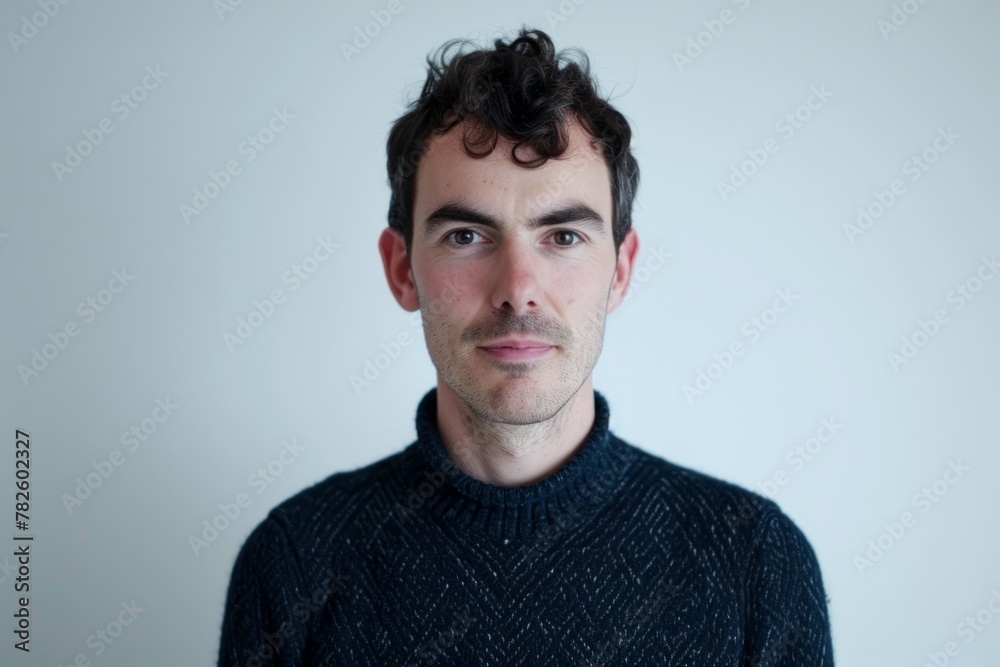 Portrait of a handsome young man in black sweater looking at camera Portrait of a handsome young man in black sweater looking at camera