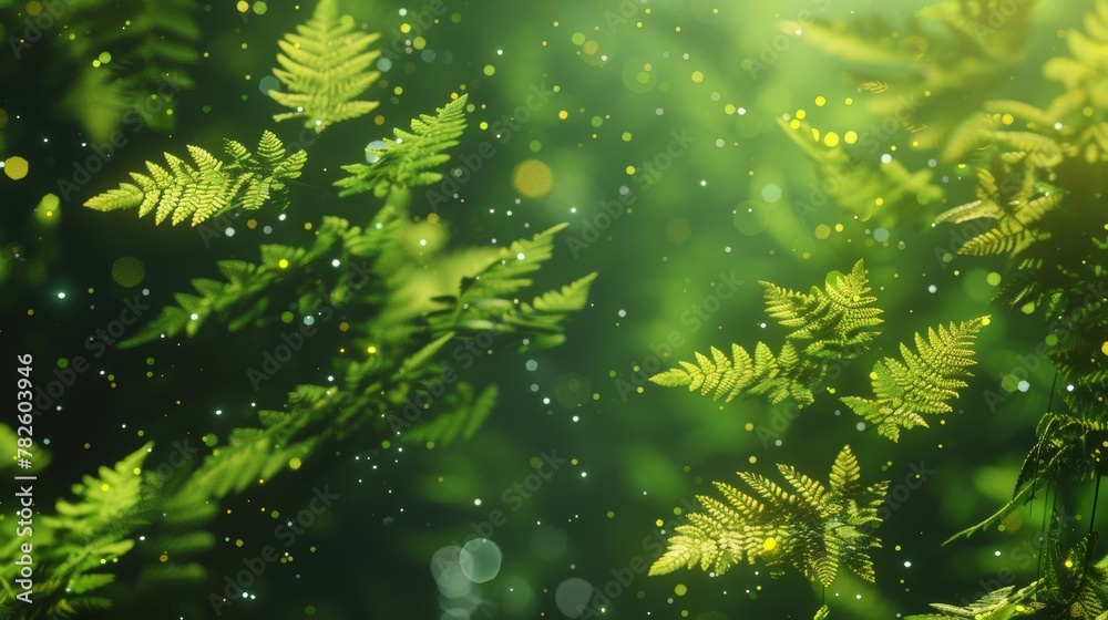A scattering of shimmering fractal ferns floating weightlessly in the ether   AI generated illustration