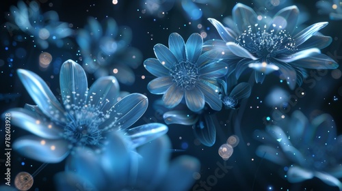 A scattering of shimmering fractal flowers floating weightlessly in the void AI generated illustration