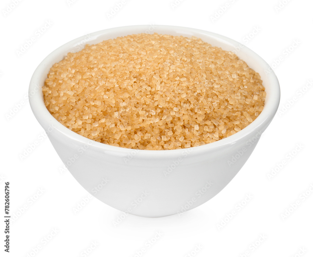 Brown sugar in bowl isolated on white Brown sugar in bowl isolated on white
