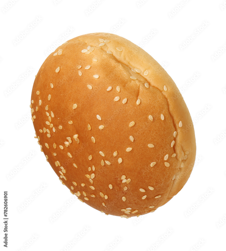 One fresh burger bun isolated on white One fresh burger bun isolated on white